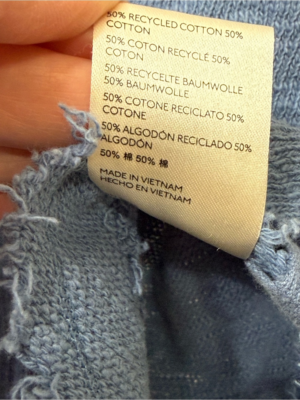 We The Free Distressed V-Neck Raw-Edge Top in Light Blue - Picture 6 of 9